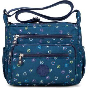Womens nylon crossbody purse shoulder handbag roomy multi pocket travel bag